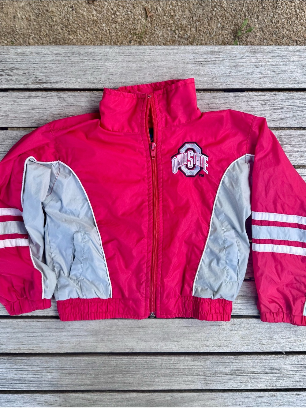 Toddler vintage Ohio State, Buckeye, scarlet and Gray Windbreaker Jacket